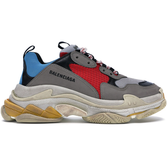 Balenciaga Triple S Sneakers Grey Red Blue 2018 Reissue Flat Platform 45 Mens 12 - Picture 1 of 13